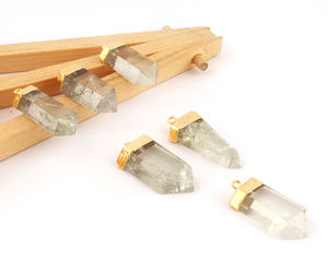 Vente en gros de fournitures de bijoux, quartz améthyste vert plaqué or, connecteur de pendentif simple bail, bricolage, fournitures de fabrication de bijoux personnalisés - Product Image 6