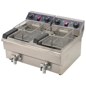 <span class=keywords><strong>Friteuse</strong></span> électrique commerciale à <span class=keywords><strong>double</strong></span> cuve pour comptoir de cuisine de restaurant, 10L, en acier inoxydable - Product Image 1
