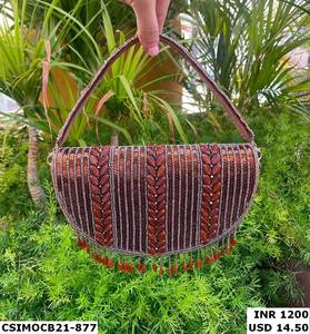 Artisan Handmade Sophisticated Crystal Stone Beaded Embroidery Bridal Clutch <b>Evening</b> <b>Bag</b> Handmade for Special Occasions - Product Image 2