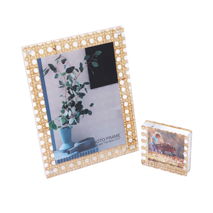 Rõ ràng + tre dệt kết cấu Acrylic Khung ảnh khung Acrylic hình ảnh khung 4x4 5x7 inch tùy chỉnh kích thước - Product Image 3