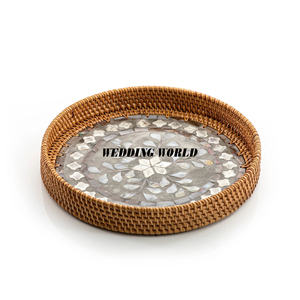 Bandeja de servicio de ratán recién llegada plato de diseñador hecho a mano de calidad superior bandeja de ratán nueva al por mayor con estilo clásico - Product Image 5