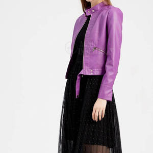 เสื้อแจ็คเก็ตหนังผู้หญิงแฟชั่น ทันสมัย สำหรับฤดูหนาว แบบถัก ระบายอากาศ กันลม สไตล์ลำลอง - Product Image 3