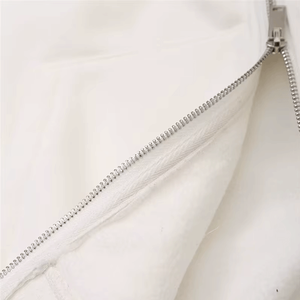 Sudadera con capucha de lana de algodón 100% blanca personalizada para mujer, sudaderas de gran tamaño con bolsillo frontal y cremallera, sudaderas con capucha sólidas para mujer - Product Image 4