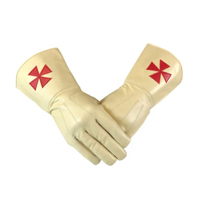 Masonic Regalia Knight Templar Guantes de cuero Cruz Roja Soft Custom Masonic Gauntlets Logo Disponible OEM Revisado - Product Image 3