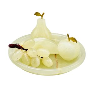 ถาดผลไม้หินอ่อนสีขาวลายดำแกะสลักด้วยมือ ถาดเสิร์ฟทรงกลม เครื่องครัวบ้านที่หรูหรา - Product Image 2