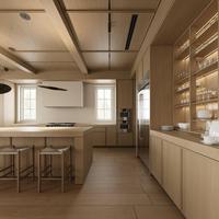 Set Lengkap Kabinet Dapur Kayu Oak Jepang Modern dengan Veneer Kayu Alami untuk Proyek Pembangunan Vila