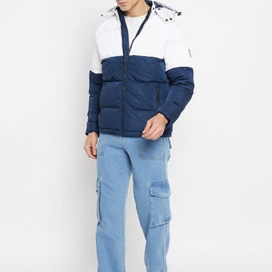 Veste matelassée légère en coton imperméable à capuche, design et logo personnalisés OEM, pour homme, hiver - Product Image 5