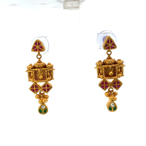 ชุดสร้อยคอทองคำ22K เครื่องประดับทับทิมมรกตแบบดั้งเดิม - Product Image 5