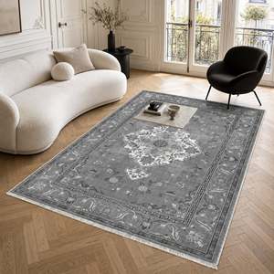 Netline Home Contemporary Floral Grey Traditional Washable <b>Rug</b> - Product Image 3