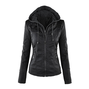 Veste en cuir noir pour femmes, mode OEM, poches personnalisées, vente en gros de vestes en cuir véritable pour femmes - Product Image 1