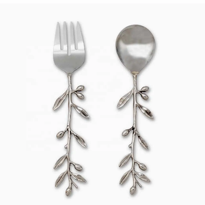 Cubiertos de latón macizo para servir, servidor de ensaladas con mango de diseñador para Hotel, juego de cubiertos de ensalada de tamaño personalizado de 2 con buen aspecto - Product Image 3