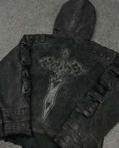 Sudaderas con Capucha de Invierno Ecológicas, de Corte Cuadrado, con Bolsillos, Lavadas a la Piedra y con Ácido, de Felpa Gruesa 100% Algodón de Alta Calidad, Personalizadas al por Mayor - Product Image 3