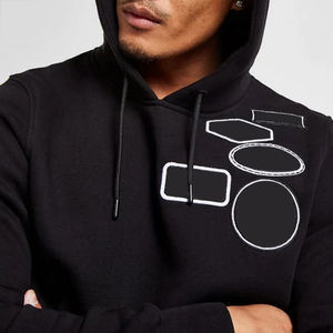 Sudadera con capucha de bolsillo canguro para hombre con manga larga bordada colección personalizada al por mayor estampado negro liso para verano - Product Image 4