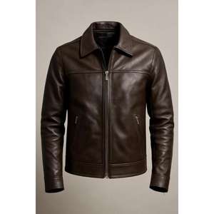 Veste de course unisexe en cuir de veau noir, doublure en toile, imperméable, coupe-vent, style décontracté d'hiver, fabriqué en Inde - Product Image 5