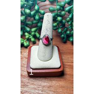 Navajo Handmade <b>Statement</b> <b>Ring</b> Rose Dahlia and Coral with Geometric Pattern Sterling <b>Silver</b> Elegant Everyday Wear Jewelry - Product Image 3
