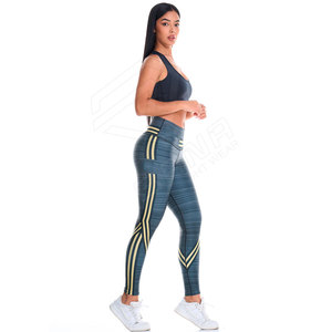 Pantalones de Yoga de fitness alto para mujer con logotipo personalizado Leggings transpirables para mujer para verano Estampado en la cintura - Product Image 4