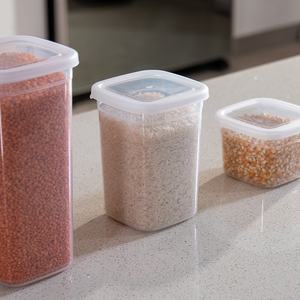 <b>Tall</b> Transparent Eco-Friendly PP Large Capacity Food Storage Container Set 3 Airtight Stackable Spice Dry Food Lids <b>Kitchen</b> - Product Image 2