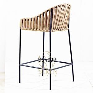 Silla Industrial de Cuerda de Hierro para Pub con Diseño Vintage Moderno Hoteles y Resorts Silla de Bar al Aire Libre Marco de Madera y Metal - Product Image 2