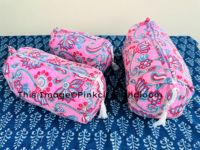 Organisateur de maquillage avec fermeture à glissière pur coton bloc à main imprimé trousse de toilette sac matelassé fait à la main accessoires de voyage Kit cosmétique