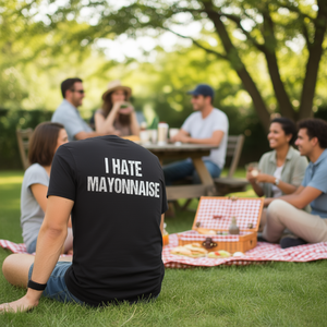 Camiseta I Hate Mayonnaise negra unisex para adultos, cuello redondo, manga corta, estampada en serigrafía - Product Image 3