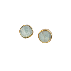 Boucles d'oreilles clous pour femme en acier inoxydable et alliage de cuivre, plaqué or 18 carats, avec amazonite sertie clos, style classique et charmant, pour les fêtes - Product Image 4