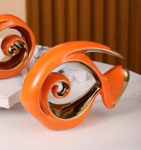 Escultura de pez doble de cerámica disponible en tres colores Artículo de vajilla decente Nueva llegada - Product Image 6