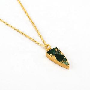 Collier pendentif plaqué or multi-pierres faites à la main avec chaîne à la mode unique fournitures en gros bijoux - Product Image 3