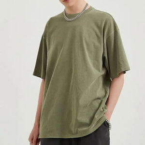 T-shirt pour homme en coton 100% tricoté, coupe ample, style chinois, délavé à l'acide, nouvelle conception 2024, personnalisable, uni, grande taille, épaules tombantes - Product Image 2