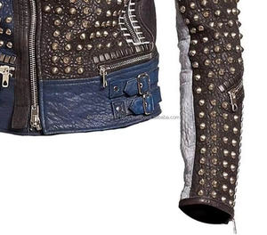 Chaqueta de Invierno Estilosa para Hombre, Estilo Punk, Chaquetas de Cuero con Púas, Prenda Exterior de Cuero Genuino, Diseño de Logotipo Personalizable, Venta al Por Mayor - Product Image 4