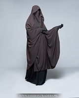 Hiyab Khimar Marrón de Poliéster de Primera Calidad, de Una Sola Capa, Transpirable, Hecho a Mano, para Mujeres Adultas, MOQ Bajo, Venta al Por Mayor en Todo el Mundo