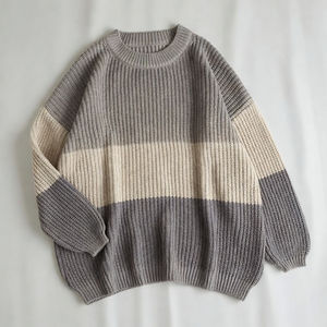 Pull en tricot ample à épaules tombantes pour femme, en laine douce et acrylique, col rond, manches longues, confortable, mode hiver - Product Image 5