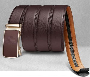 Vente en gros de ceinture à cliquet en cuir véritable de qualité supérieure à la mode pour hommes style formel du Pakistan - Product Image 3