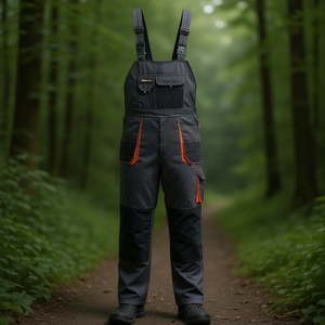 TERRATREND <b>Men's</b> Size 52 Workwear Bib <b>Overalls</b> in Dark Grey/Black/Orange - Product Image 3