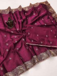 Nouvelle arrivée doux Burbury soie avec broderie travail Saree femme fabricant de mode et fournisseur de Surat - Product Image 3