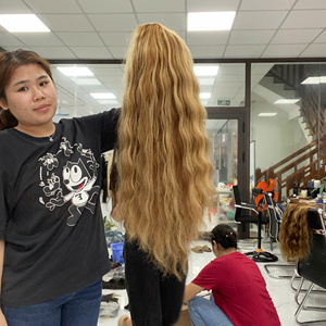 100% vierge brut vietnamien cheveux perruque cuticule aligné lisse soyeux long naturel ondulé profond naturel vagues petit Full Lace Cap Piano - Product Image 2