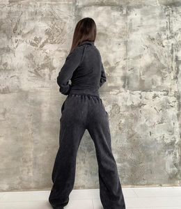 ชุดวอร์ม2ชิ้นแบบมีซิปสำหรับฤดูหนาวชุดวอร์มขนแกะมีฮู้ดและกางเกงวอร์มใส่สบายโลโก้แฟชั่นขนาดใหญ่ออกแบบได้ตามต้องการ - Product Image 6