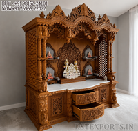 Mandir en bois traditionnel pour salle de prière, achat d'autel SwamiNarayan de grande taille pour la maison, grand temple naturel poli pour la décoration intérieure
