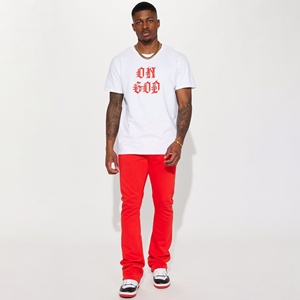 Pantalones de chándal para hombre Pantalones de chándal de algodón con cintura elástica bordados antiarrugas personalizados de alta calidad - Product Image 3