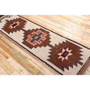 3x10 ft Vintage Turkish Rug, Runner Rug, Herki <b>Brown</b> <b>Wool</b> Rug - Product Image 4