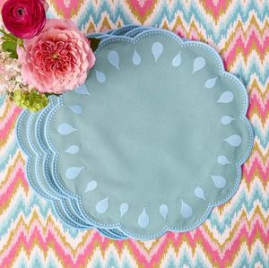 <b>Linen</b> table <b>placemat</b> with geometric embroidery work for modern dining table decor home reusable washable structured design - Product Image 4