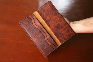 Cartera de cuero genuino delgada antirrobo con cierre abierto de estilo vintage, monedero largo de negocios a la moda para mujer, personalizable - Product Image 5