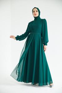 Elegante estilo Dubai Jalabiya Kaftan vestido de noche último diseñador tradicional musulmán accesorios de ropa nuevo Material de gasa - Product Image 3