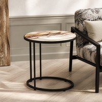 Table basse moderne en métal durable de style marbre nordique, panneau simple, pour salon, balcon, chambre à coucher