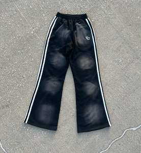 Custom <b>Men</b> Embroidered Streetwear 3D Puff Print French Terry Stacked <b>Sweat</b> <b>Pants</b> High Street Fleece Flare Sweatpants - Product Image 3