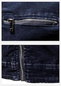 แจ็กเก็ตยีนส์คอปกตั้งแนววินเทจของผู้ชายเสื้อโค้ทขี่มอเตอร์ไซด์ลำลองน้ำหนักเบามีซิปแจ็คเก็ตยีนส์ให้ความอบอุ่น - Product Image 6