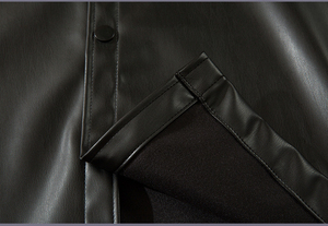 Logo personnalisé OEM pour hommes Chemise en cuir artificiel à manches courtes avec poche plaquée en cuir PU - Product Image 5