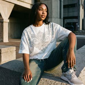 Women's Luxury Cotton Crop Top Custom Rhinestone 3D Print Contrast Detail Loose <b>Streetwear</b> <b>Y2K</b> Fashion Breathable Eco-Friendly - Product Image 1