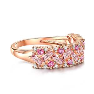 Anillo de boda Jeulia estilo coreano con zafiro rosa - Incrustaciones brillantes de plata de ley - Product Image 2