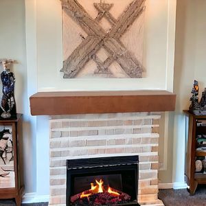 48 \ "60 \" Chimenea de madera rústica Estantes de la repisa Soporte flotante para troncos con estilo moderno/tradicional - Product Image 6