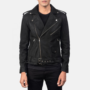 2025 nueva llegada chaqueta de cuero de Oveja Negra personalizada para hombres chaqueta de moto de invierno acolchada Vintage - Product Image 1